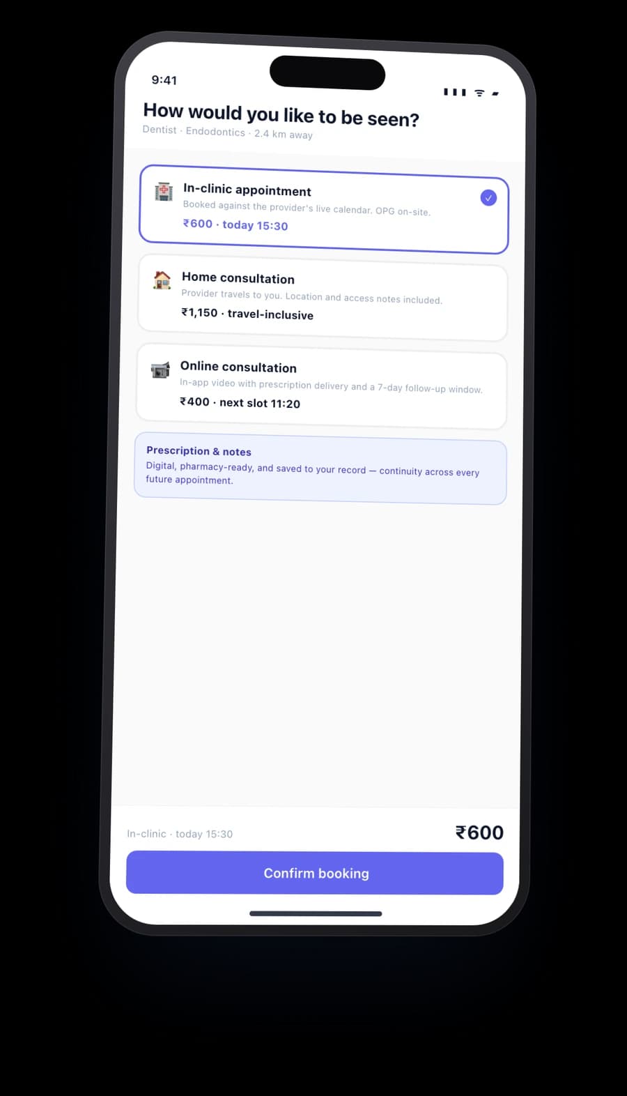 Product screen