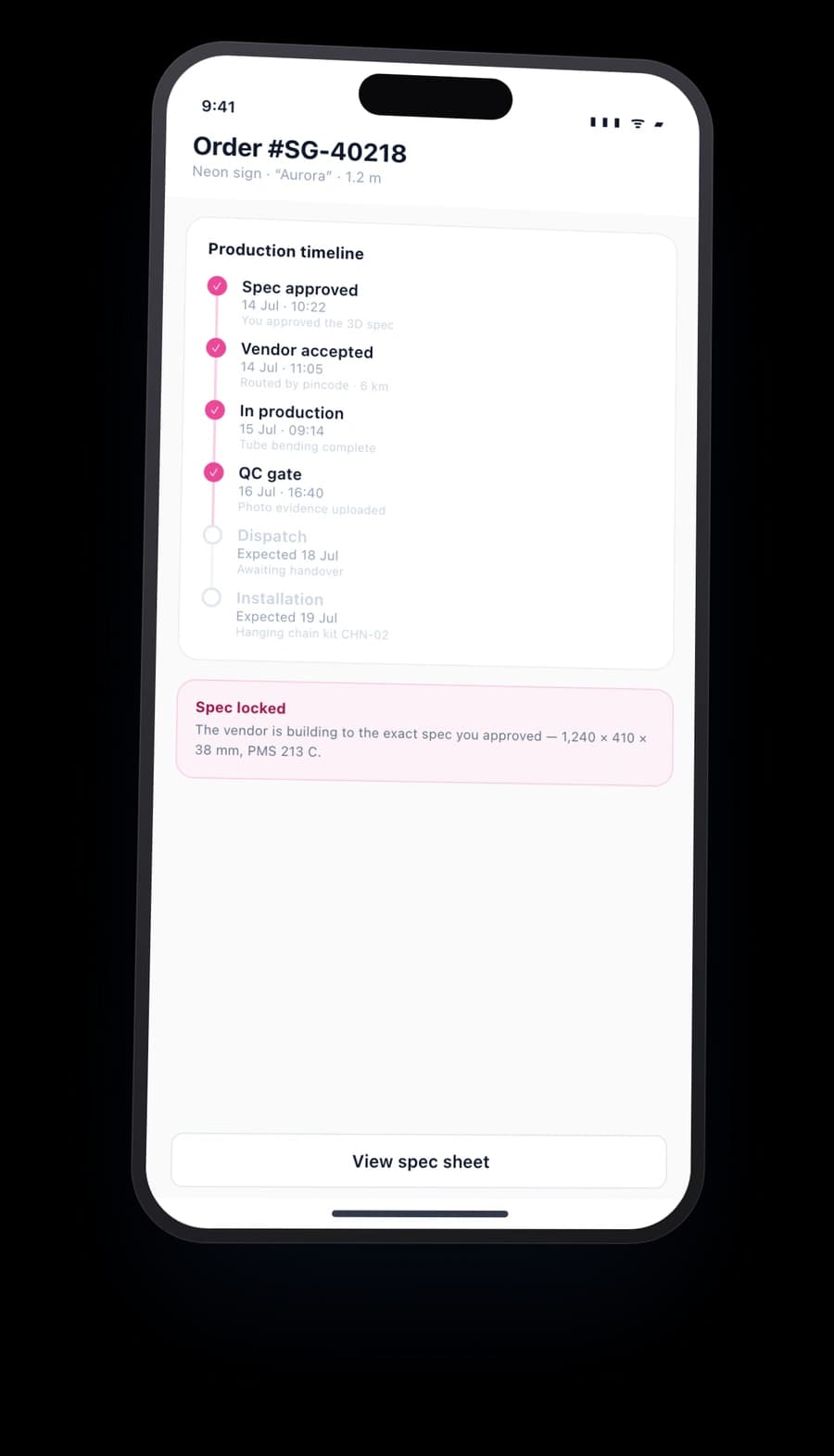 Product screen